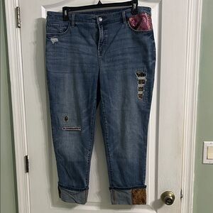 Chico's Blue Distressed Boyfriend Jeans